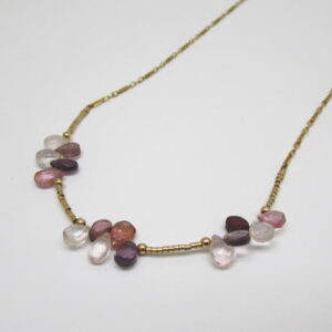 2277　EH　for　アガット　ネックレス　ガーネット　アメシスト　エヴァハヌソヴァ　ゴールドメッキ
