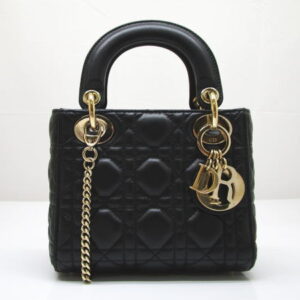 2280　クリスチャンディオール　レディディオールバッグミニ　M0505OCAL　ラムスキン　ブラック