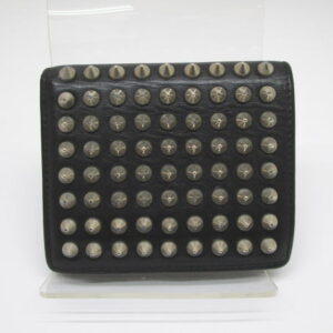 2282　クリスチャンルブタン　2つ折り財布　スタッズ　レザー　ブラック