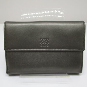 2284　ロエベ　3つ折り財布　ナッパレザー　061007　アナグラム　ガンメタリック