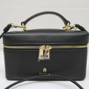 2286　フルラ　カメリアミニバッグ　WE00625　レザー　ブラック　2WAYバニティバッグ　新品