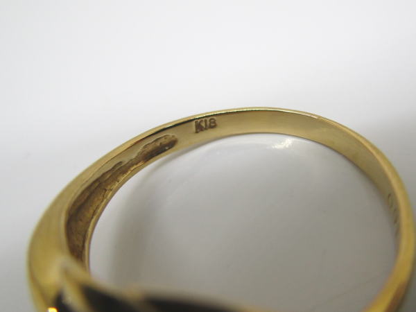 4397 K18リング ハート オニキス ダイヤモンド0,01カラット 11号 - 画像 (4)