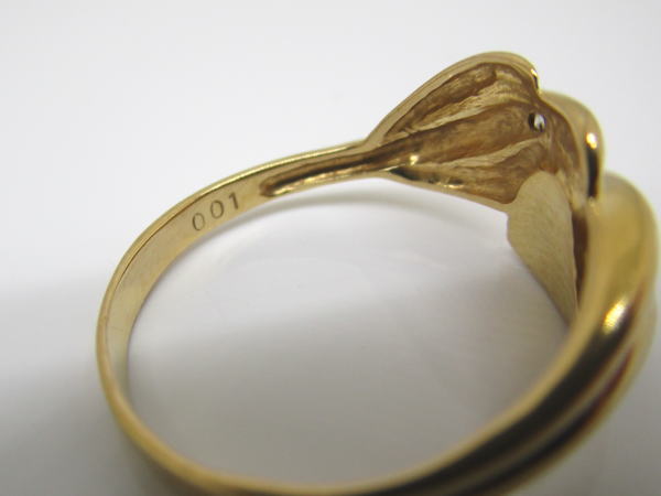 4397 K18リング ハート オニキス ダイヤモンド0,01カラット 11号 - 画像 (5)