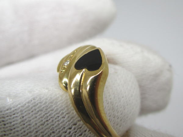 4397 K18リング ハート オニキス ダイヤモンド0,01カラット 11号 - 画像 (8)