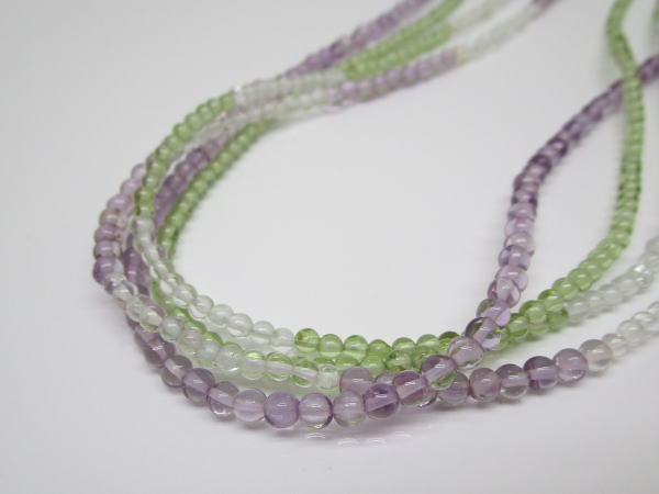 4400 K18ネックレス ペリドット アメシスト クリアストーン