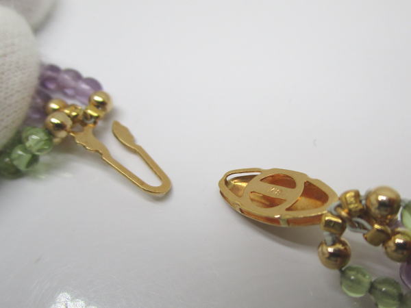 4400 K18ネックレス ペリドット アメシスト クリアストーン - 画像 (8)