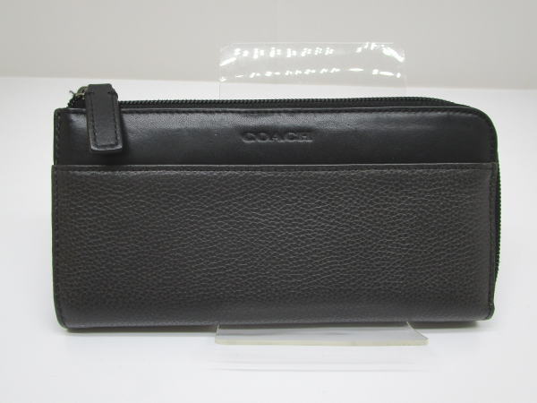1090 コーチ L字ファスナー長財布 F74776 バイカラー レザー ブラック