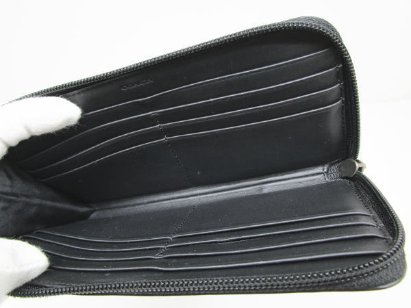 1090 コーチ L字ファスナー長財布 F74776 バイカラー レザー ブラック - 画像 (6)