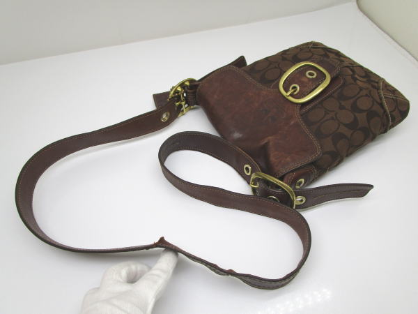 1091 コーチ ショルダーバッグ シグネイチャー 11442 レザー キャンバス - 画像 (2)