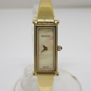 1520 グッチ バングルウォッチ 1500L レディース クォーツ シェル文字盤 ゴールドメッキ