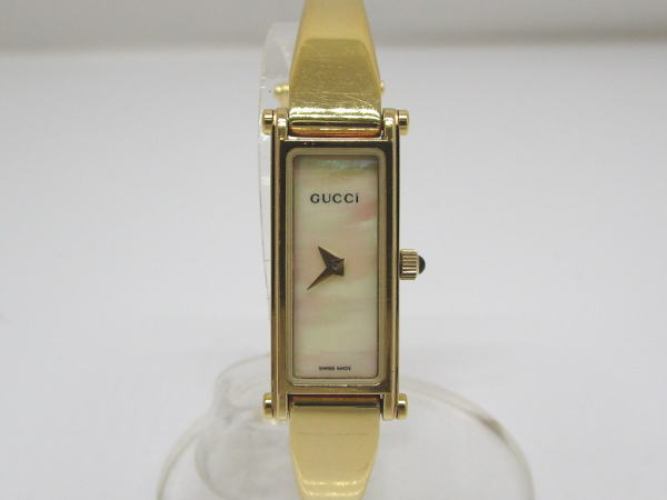 1520 グッチ バングルウォッチ 1500L レディース クォーツ シェル文字盤 ゴールドメッキ