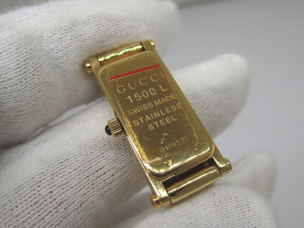 1520 グッチ バングルウォッチ 1500L レディース クォーツ シェル文字盤 ゴールドメッキ - 画像 (10)