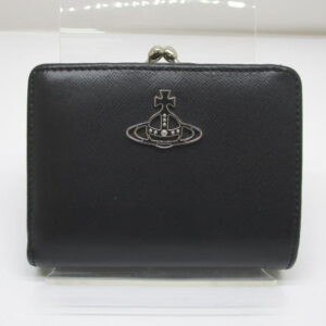 2294 ヴィヴィアンウエストウッド がま口2つ折り財布 オーブ レザー ブラック