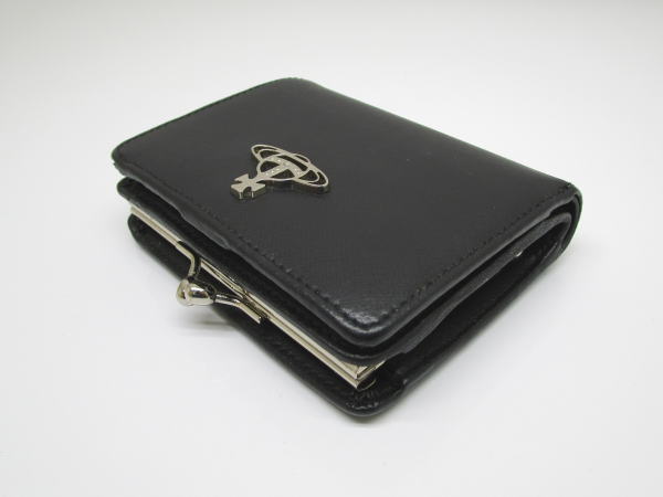 2294 ヴィヴィアンウエストウッド がま口2つ折り財布 オーブ レザー ブラック - 画像 (2)