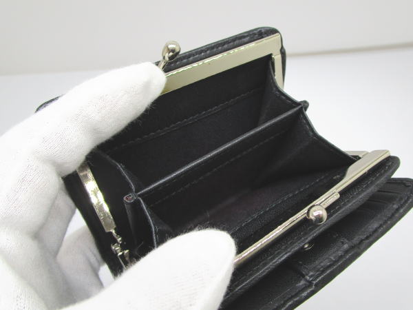 2294 ヴィヴィアンウエストウッド がま口2つ折り財布 オーブ レザー ブラック - 画像 (8)