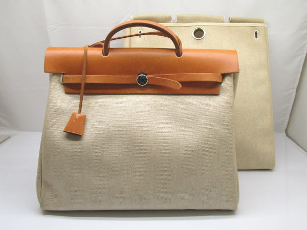 440 エルメス エールバッグGM 2WAYバッグ キャンバス レザー ショルダーバッグ