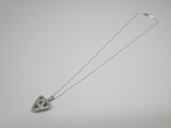 4406 K18WGネックレス エメラルド0,09カラット ダイヤモンド0,26カラット - 画像 (2)