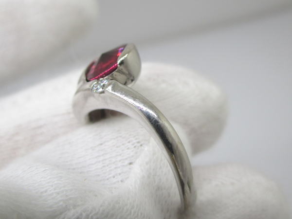 4409 K18WGリング ガーネット ダイヤモンド0,06カラット 12号 - 画像 (7)