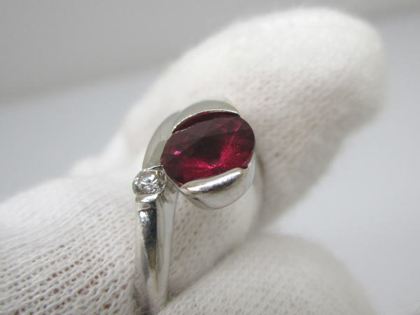4409 K18WGリング ガーネット ダイヤモンド0,06カラット 12号 - 画像 (9)