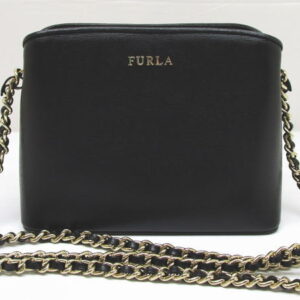 2315　フルラ　ポシェットテッサ　チェーンショルダーバッグ　BZS3　レザー　ブラック
