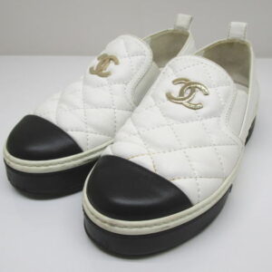 787　シャネル　スリッポン　マトラッセ　G39180　ココマーク　サイズ36C　約23cm　ホワイト/ブラック　