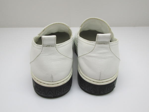 787 シャネル スリッポン マトラッセ G39180 ココマーク サイズ36C 約23cm ホワイト/ブラック - 画像 (4)