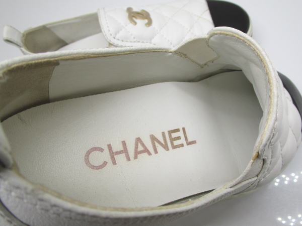 787 シャネル スリッポン マトラッセ G39180 ココマーク サイズ36C 約23cm ホワイト/ブラック - 画像 (9)