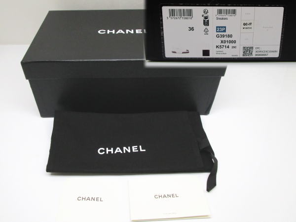 787 シャネル スリッポン マトラッセ G39180 ココマーク サイズ36C 約23cm ホワイト/ブラック - 画像 (11)