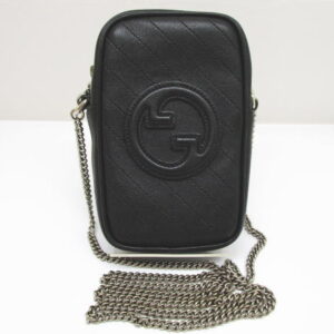808　グッチ　ミニチェーンショルダーバッグ　ブロンディ　760315　レザー　ブラック　新品