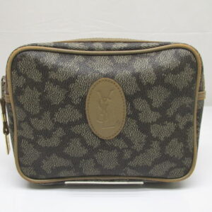 2328　イブサンローラン セカンドバッグ　ポーチ　ジラフ柄　PVC　アンティーク