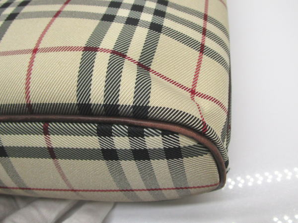 2329 バーバリー トートバッグ チェック キャンバス/レザー ハンドバッグ - 画像 (4)