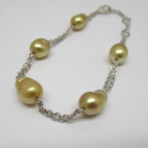 4440　ミキモト　K18WGブレスレット　ゴールデンパール　真珠　＊難あり