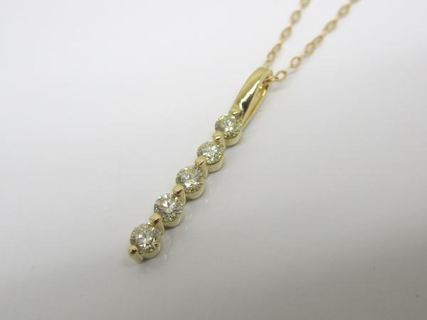 4445 K18ネックレス ダイヤモンド0,3カラット 5連 - 画像 (2)