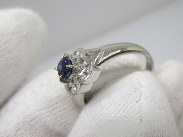 4446 PT900リング サファイア0,47カラット ダイヤモンド0,11カラット 13,5号 - 画像 (7)