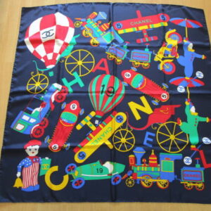 789 シャネル 大判スカーフ シルク ピエロ バイク 機関車 飛行機