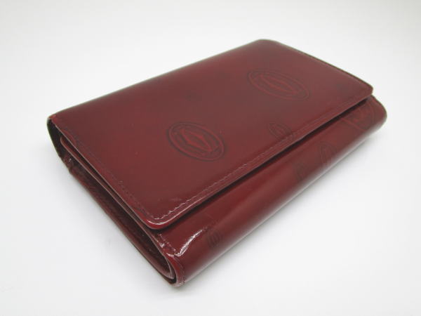 2333 カルティエ L字ファスナー財布 ハッピーバースデイ エナメル ワインレッド - 画像 (2)