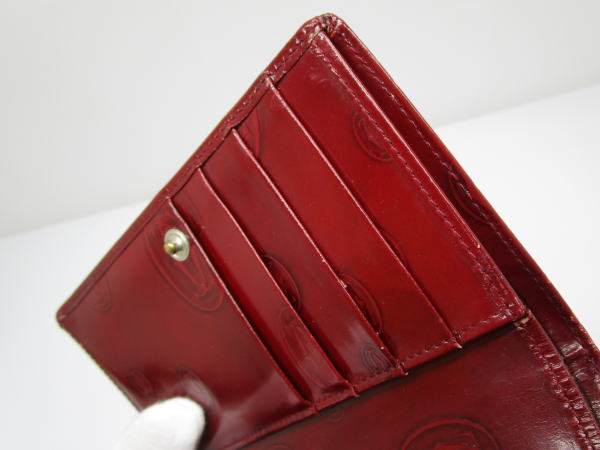 2333 カルティエ L字ファスナー財布 ハッピーバースデイ エナメル ワインレッド - 画像 (6)