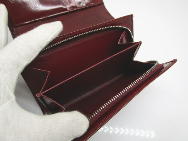 2333 カルティエ L字ファスナー財布 ハッピーバースデイ エナメル ワインレッド - 画像 (9)