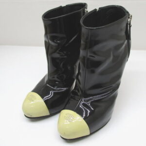 791　シャネル　ショートブーツ　ココマーク　G28290　エナメル　ブラック　38