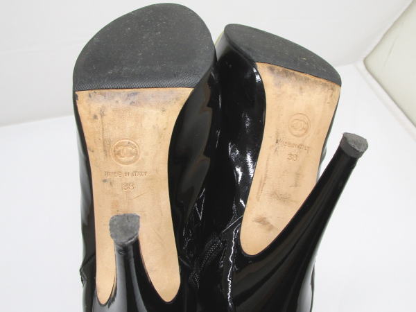 791 シャネル ショートブーツ ココマーク G28290 エナメル ブラック 38 - 画像 (6)