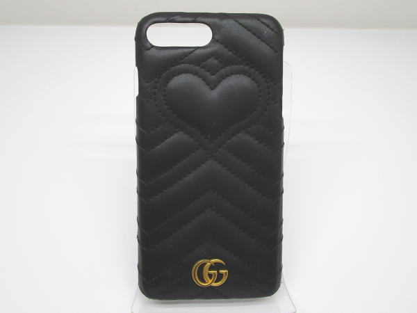 814 グッチ アイフォンケース7プラス/8プラス GGマーモント 474806 ブラック