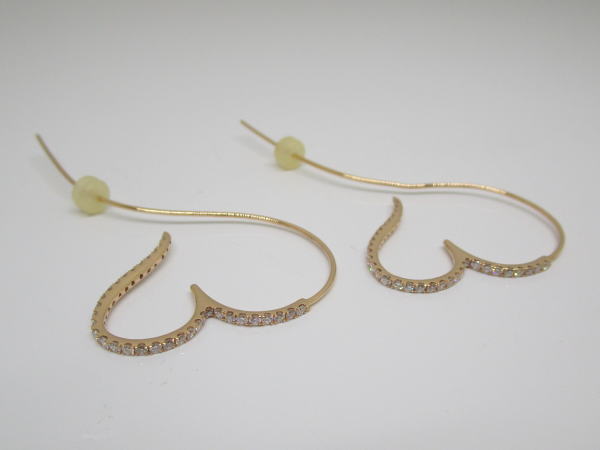 4464 K18PGハートピアス ダイヤモンド0,8カラット