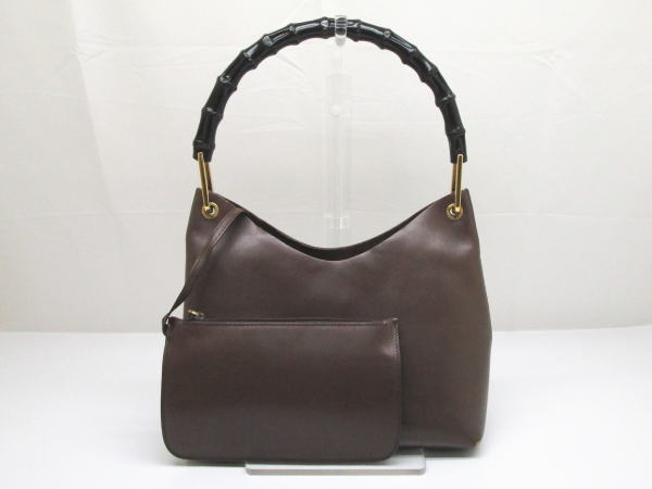 823 グッチ ショルダーバッグ ハンドバッグ バンブー 001・1998・1883 レザー