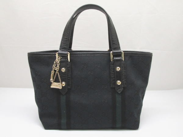 824 グッチ ミニトートバッグ GGキャンバス 139261 ブラック チャーム
