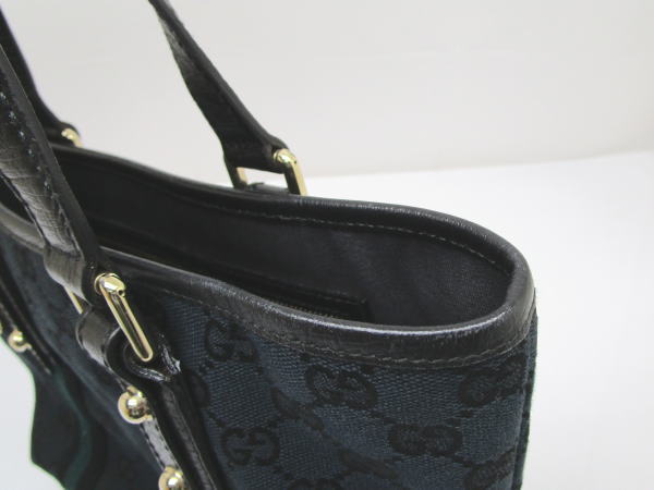 824 グッチ ミニトートバッグ GGキャンバス 139261 ブラック チャーム - 画像 (6)