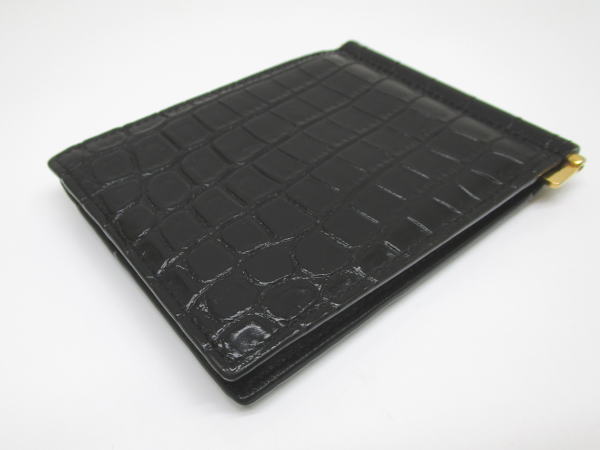 2349 サンローラン カサンドラビルクリップウォレット ART607738 マネークリップ クロコ型押しレザー ブラック - 画像 (3)