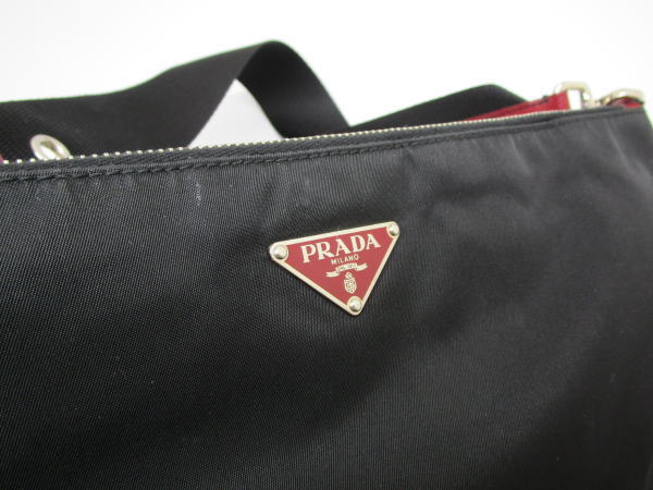 2350 プラダ ショルダーバッグ テスートライト BR1061 ブラック ワインレッド - 画像 (6)