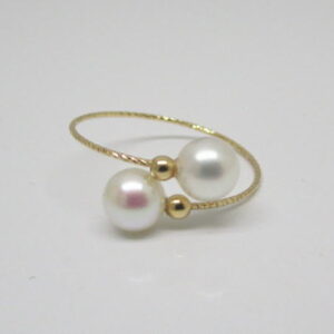 4477　K18リング　淡水パール　フリーサイズ