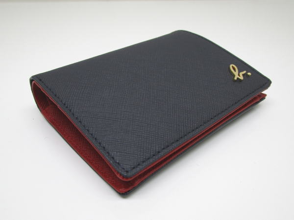 2360 アニエスベー 2つ折り財布 N610-VCK8 レザー ネイビー/レッド 新品 - 画像 (2)
