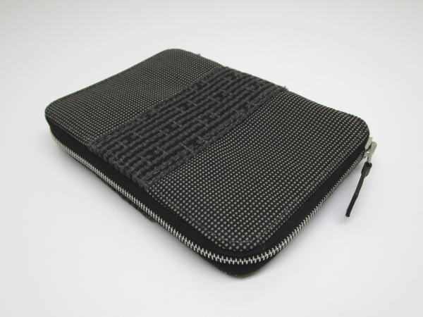 444 エルメス パースPM エールライン キャンバス グレー ラウンドファスナー財布 - 画像 (2)